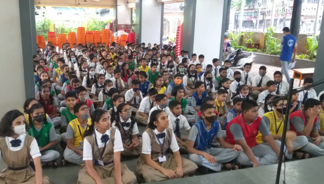 Secondary section Pledge against Single use plastic taken by our School Students on 4/7/2022 | Saraswati School Rabodi in Thane