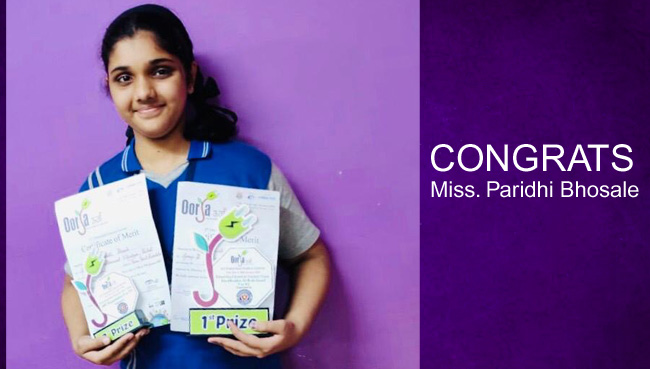 Achievement of Miss. Paridhi Bhosale | Secondary Schools in Thane